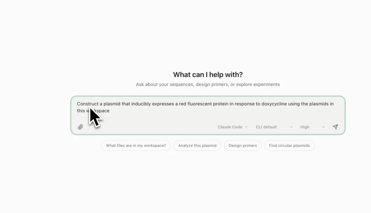 DNAForge product interface showing agent-assisted construct work